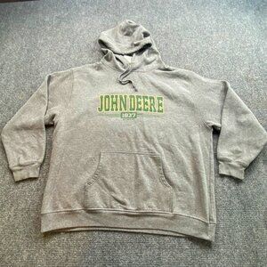 John Deere Hoodie Mens XXL Gray Sweatshirt XXL‎ Graphic Farming Tractors Plows
